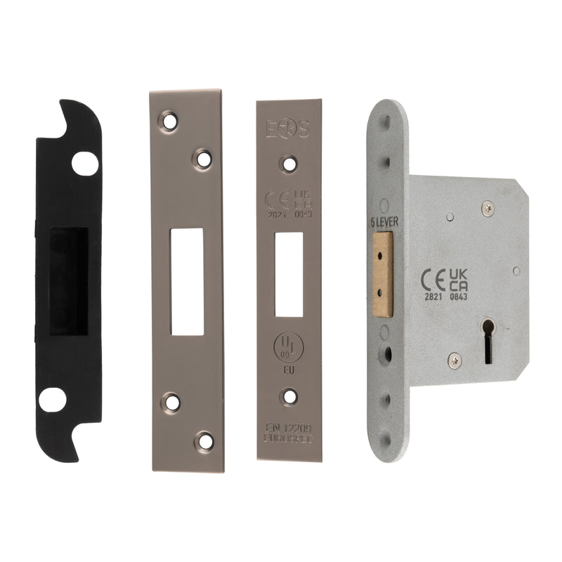 64Mm Heavy Duty Deadlock - 5 Lever - Square - Matt Bronze