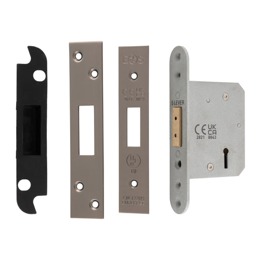 64Mm Heavy Duty Deadlock - 5 Lever - Square - Matt Bronze
