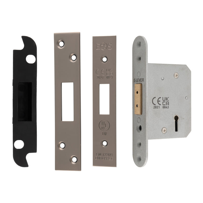 64Mm Heavy Duty Deadlock - 5 Lever - Square - Matt Bronze