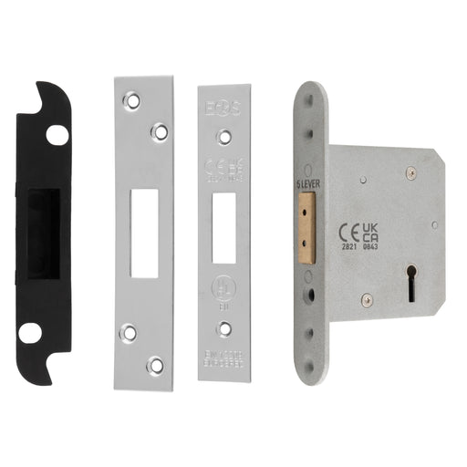 76Mm Heavy Duty Deadlock - 5 Lever - Radius - Polished Stainless Steel