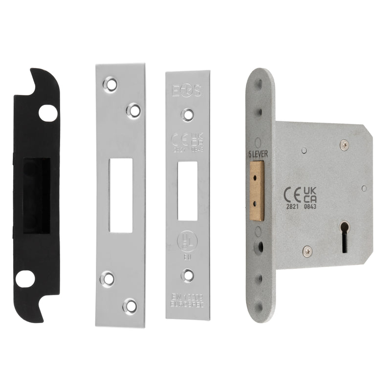 76Mm Heavy Duty Deadlock - 5 Lever - Radius - Polished Stainless Steel
