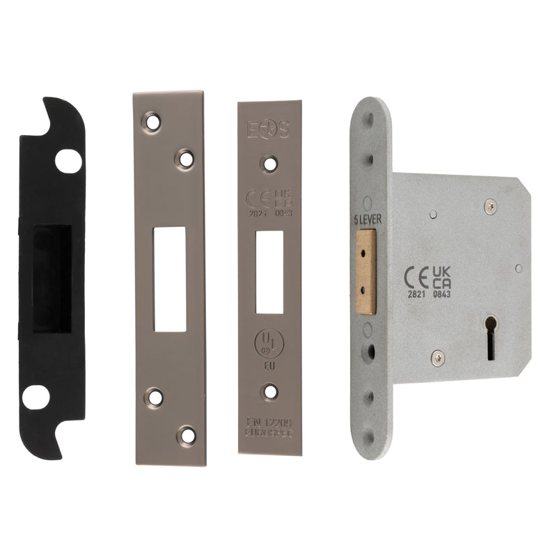 76Mm Heavy Duty Deadlock - 5 Lever - Square - Matt Bronze