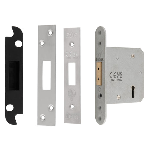 76Mm Heavy Duty Deadlock - 5 Lever - Radius - Satin Stainless Steel