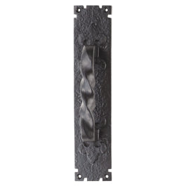 Barley Twist Pull Handle On Backplate - Black Antique 310 x 65 mm