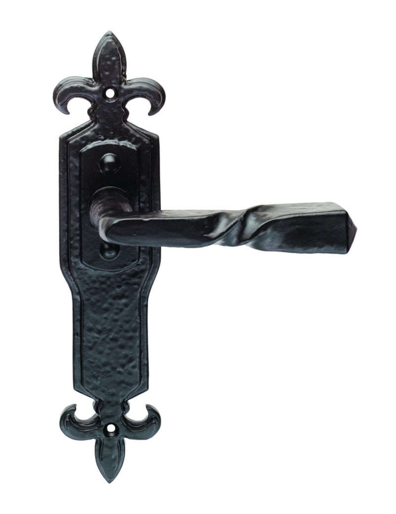Barley Twist Lever On Face-Fix Backplate - Latch - Black Antique 222 X 50 MM