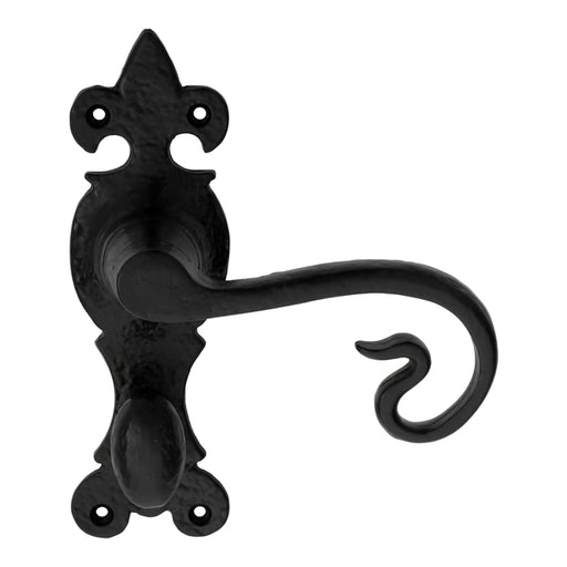 Curly Tail Lever On Face-Fix Backplate - Bathroom 57Mm C/C - Black Antique 170 x 52 mm