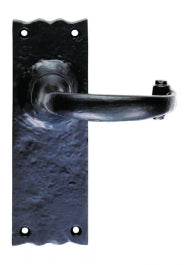 Traditional Lever On Face-Fix Backplate - Latch - Black Antique 152 X 55