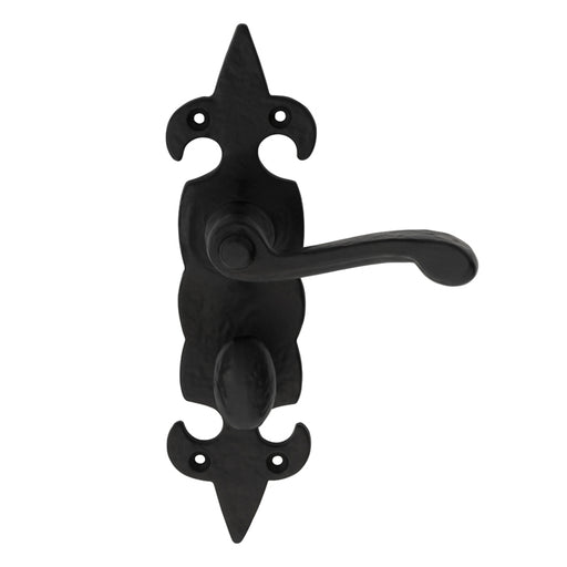 Fleur De Lys Lever On Face-Fix Backplate - Bathroom 57Mm C/C - Black Antique 178 X 55