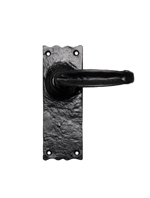 Traditional V Lever On Face-Fix Backplate - Latch - Black Antique 152mm x 55mm