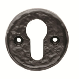Escutcheon - Euro Profile Round Face Fix - Black Antique 52mm DIA