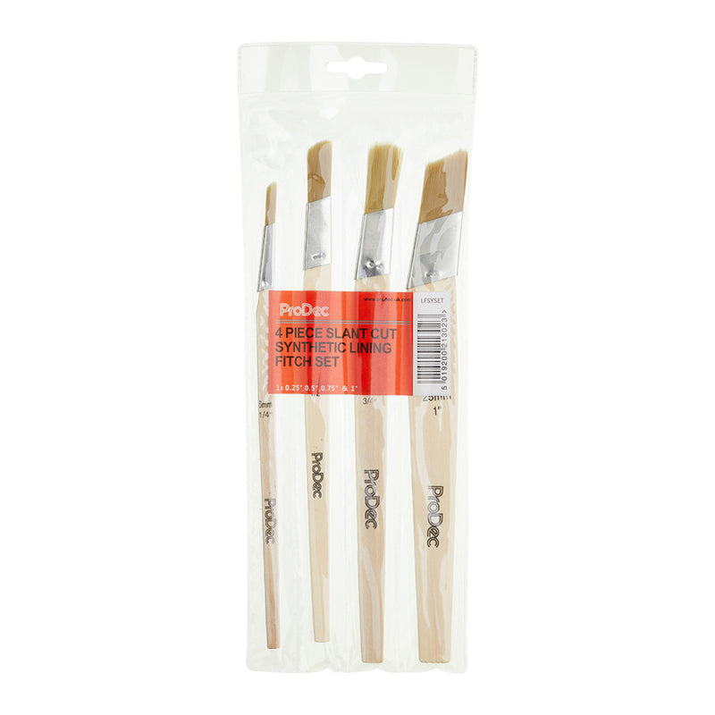 ProDec 4pc Slant Cut Synthetic Lining Fitch Brush Set