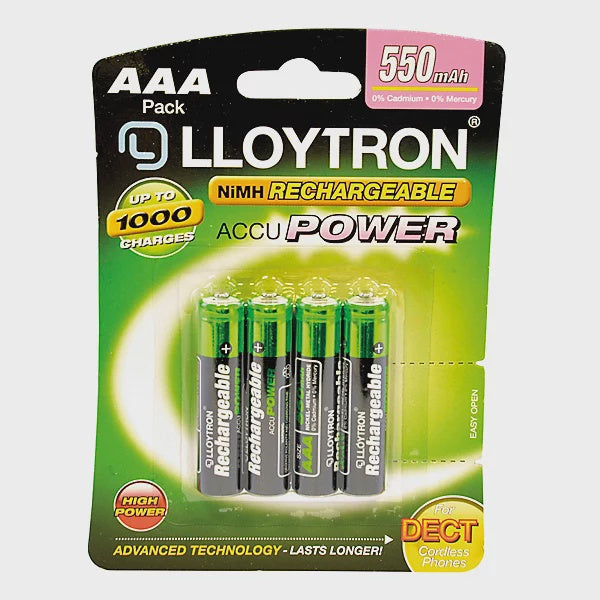 Lloyton Aaa Rechargable Batteries 4Pk