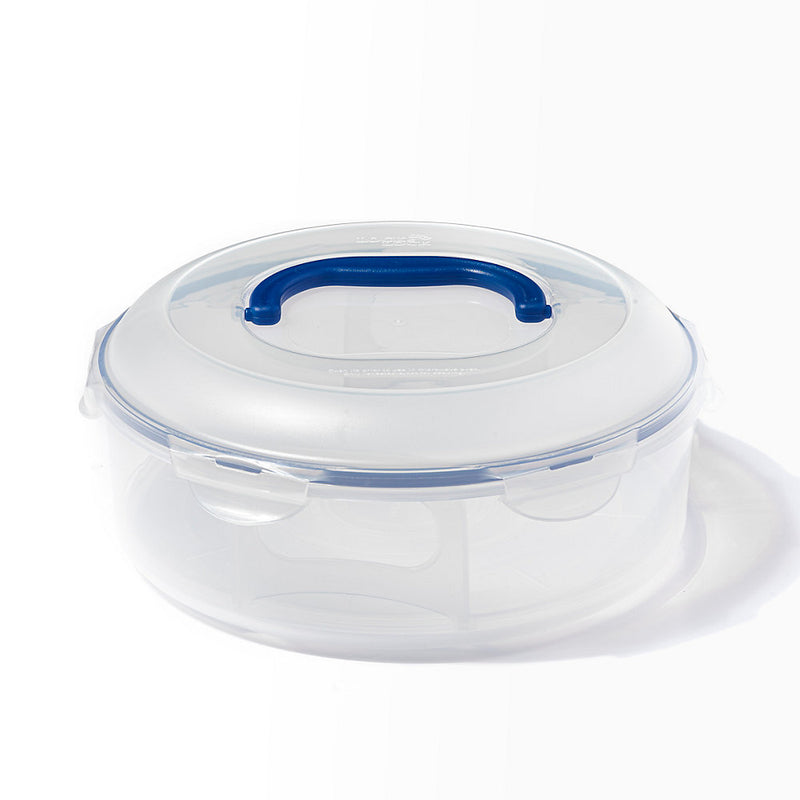 LocknLock Classic Clear Round Plastic Easy Clean Cake Carrier with Tray and Carry Handle 5.5L