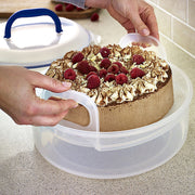 LocknLock Classic Clear Round Plastic Easy Clean Cake Carrier with Tray and Carry Handle 5.5L