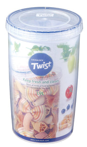 LocknLock Twist Clear Round Plastic Easy Clean Reusable Airtight Food Storage Container 1.9L