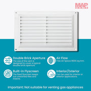 Louvre Vent With Fly Screen 9x6 White