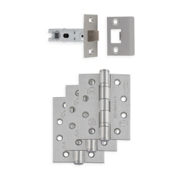 Latch Pack - C/W 76Mm Bolt Through Latch Pair & Half Grade 13 Hinges - Satin Stainless Steel
