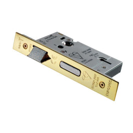 64Mm Bs Sashlock - 5 Lever - Square - Stainless Brass