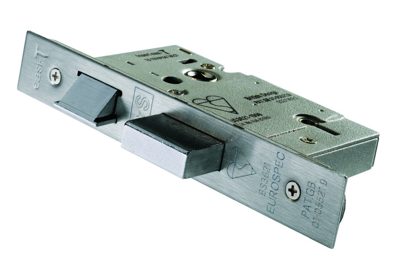 64Mm Bs Sashlock - 5 Lever - Square - Satin Stainless Steel