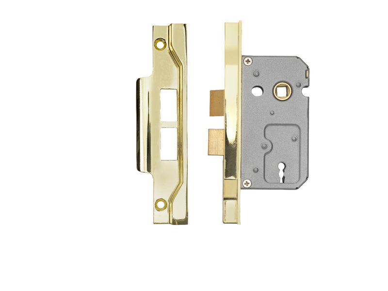 64Mm Sash Lock - 2 Lever - 57Mm C/C - Rebated 13Mm - Electro Brassed