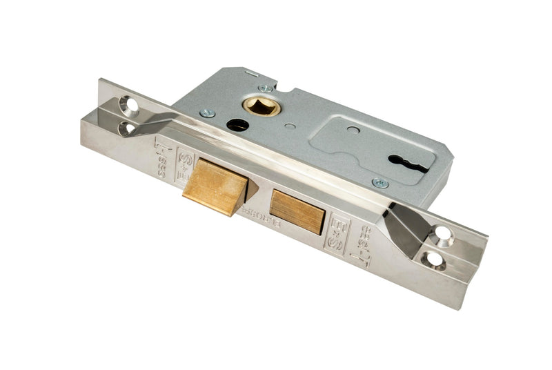 64Mm Sash Lock - 2 Lever - 57Mm C/C - Rebated 13Mm - Nickel Plated