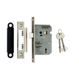 64Mm Sash Lock - 3 Lever - 57Mm C/C - Radius - Satin Nickel