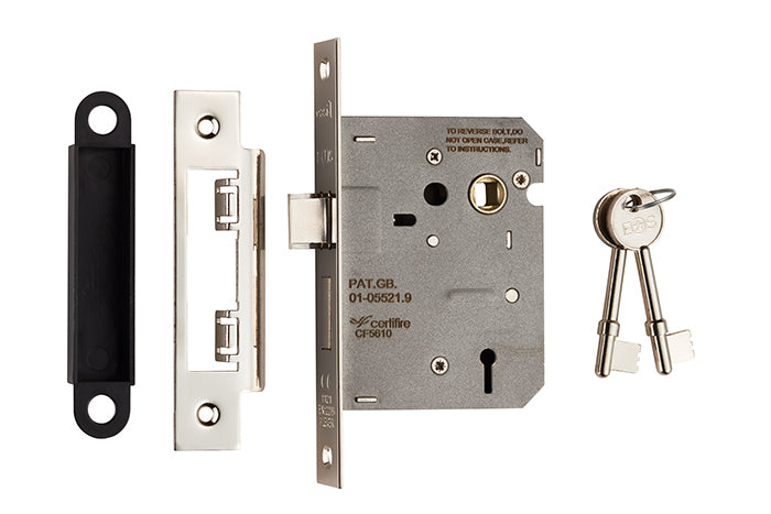 76Mm Sash Lock - 3 Lever - 57Mm C/C - Radius - Nickel Plated