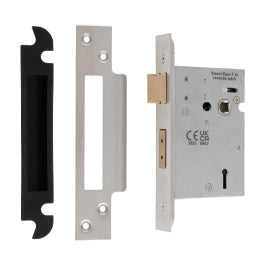 76Mm Heavy Duty Sashlock - 5 Lever - 57Mm C/C - Square - Satin Stainless Steel