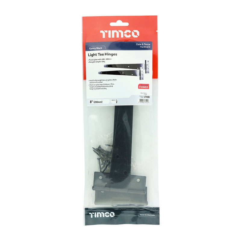 TIMCO Light Tee Hinges Black - 10"