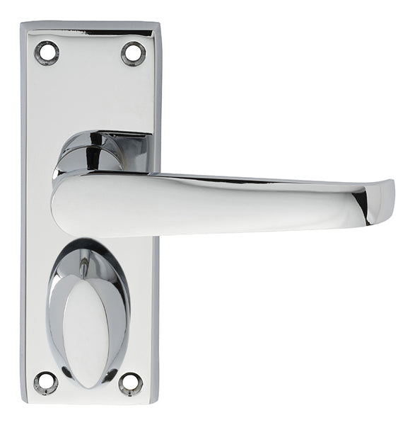 Victorian Lever On Backplate - Privacy - Polished Chrome 114MM X 38MM