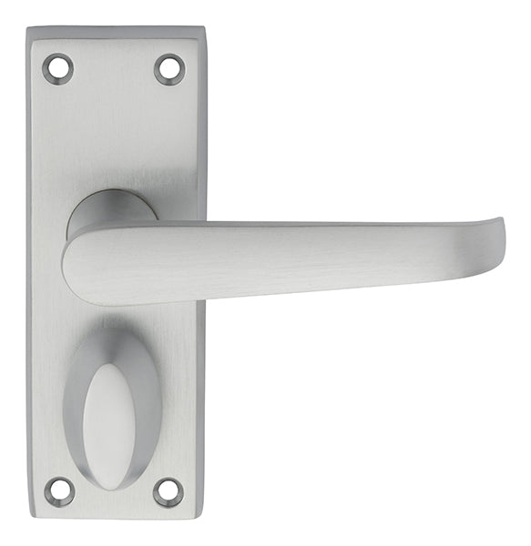 Victorian Lever On Backplate - Privacy - Satin Chrome 114MM X 38MM