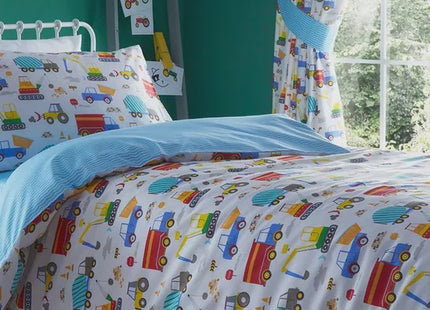 Kids Bright Trucks Single Duvet Cover Set