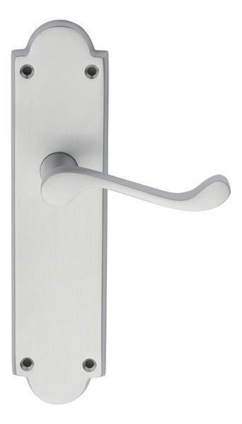 Victorian Scroll Lever On Shaped Backplate - Latch - Satin Chrome 205 x 49mm
