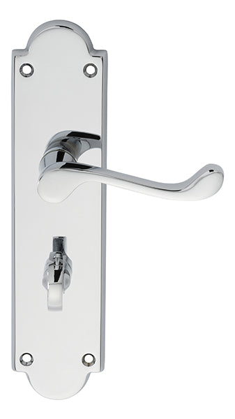 Victorian Scroll Lever On Shaped Backplate - Bathroom 57Mm C/C - Polished Chrome 205 x 49mm