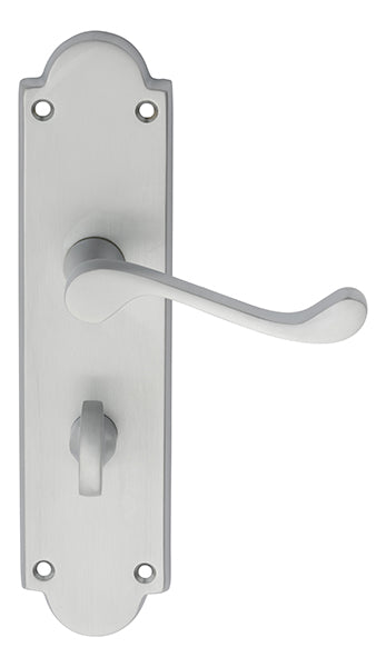 Victorian Scroll Lever On Shaped Backplate - Bathroom 57Mm C/C - Satin Chrome 205 x 49mm