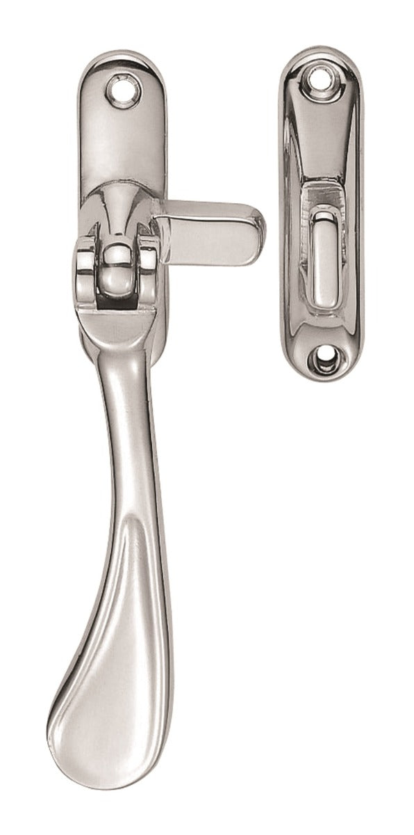 Victorian - Reversible Casement Fastener With Hook & Mortice Plate - Polished Chrome 57MM X 13MM