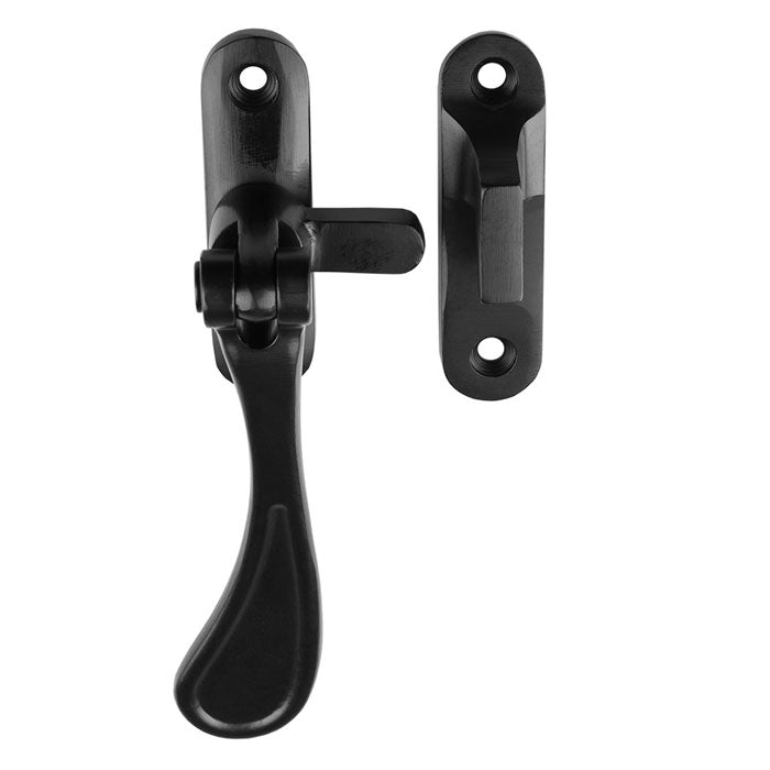 Victorian - Reversible Casement Fastener With Hook & Mortice Plate - Matt Black