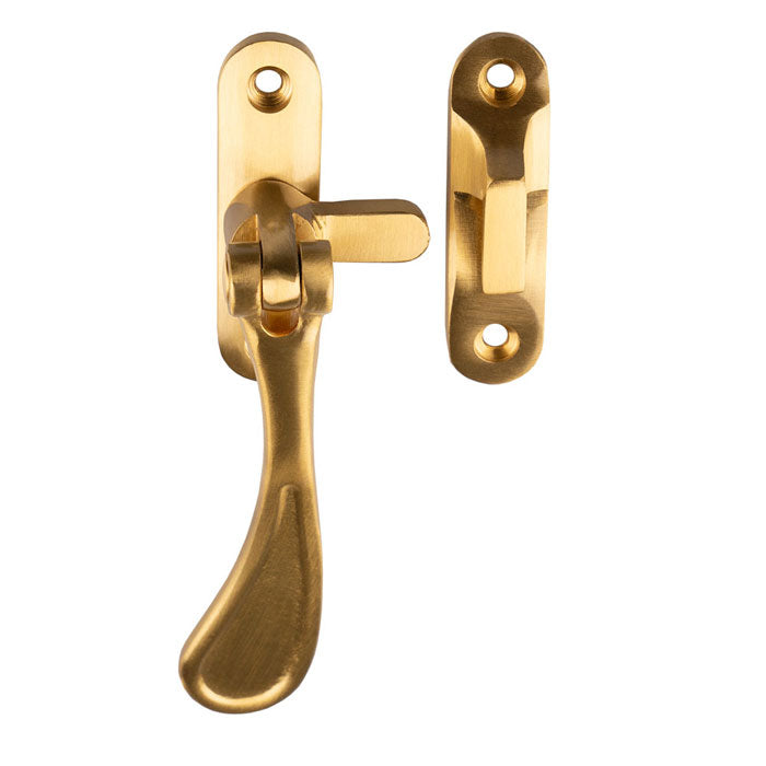 Victorian - Reversible Casement Fastener With Hook & Mortice Plate - Satin Brass
