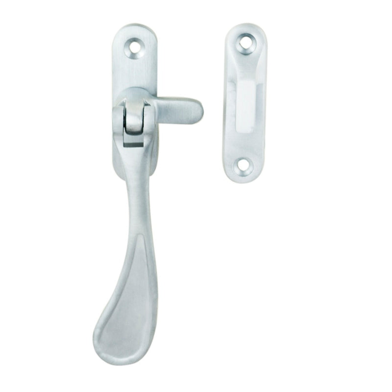 Victorian - Reversible Casement Fastener With Hook & Mortice Plate - Satin Chrome 57MM X 13MM
