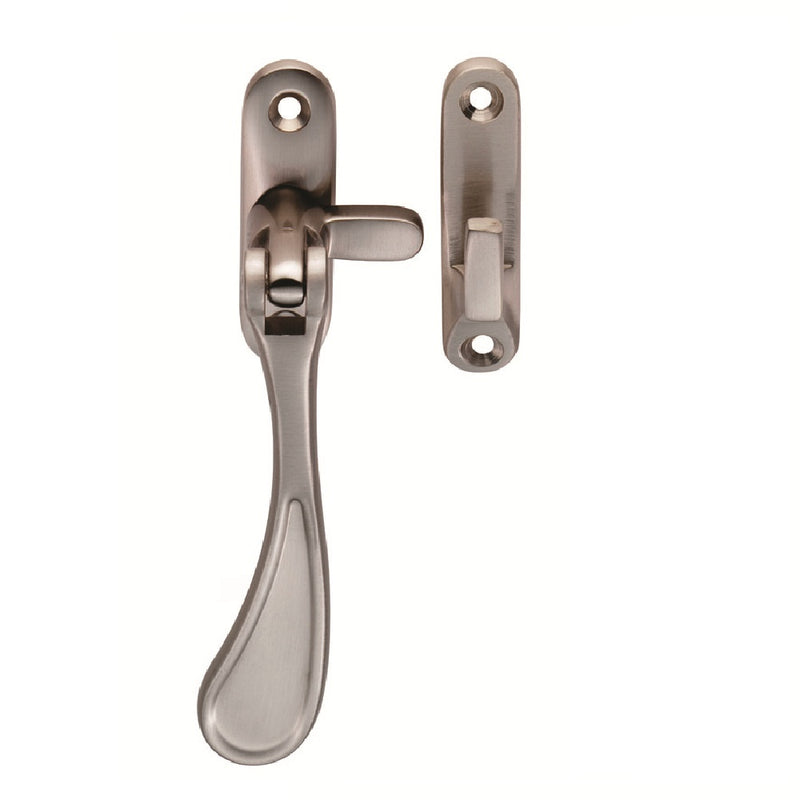 Victorian - Reversible Casement Fastener With Hook & Mortice Plate Satin Nickel - Satin Nickel 57MM X 13MM