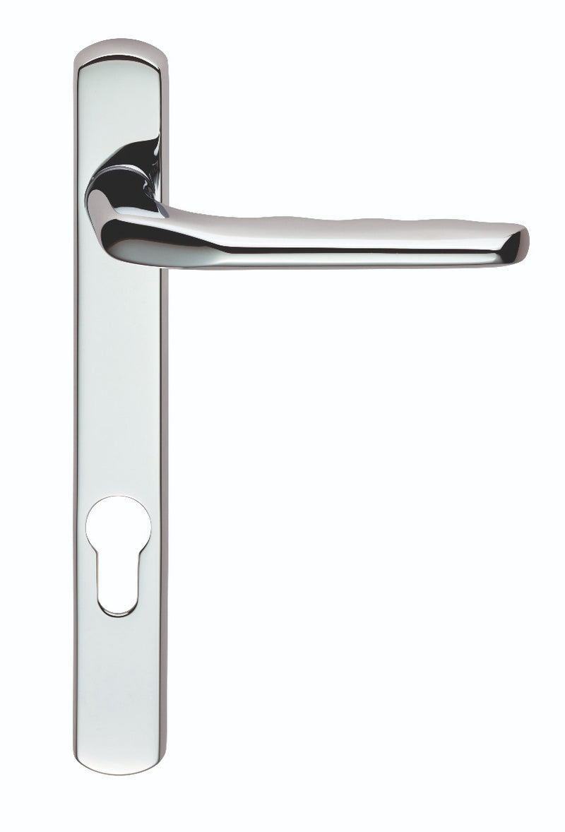 Straight Lever On Narrowplate - Lock Euro Profile (92Mm C/C) Co1 Cro (Polished Chrome) - Polished Chrome 208MM X 26MM