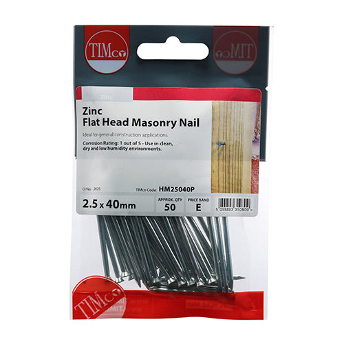 TIMCO Masonry Nails Zinc — Trade Pack