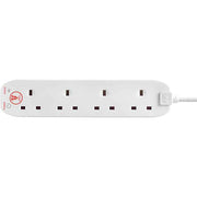 Masterplug 4 Socket Extension Lead with Surge Protection, 4 Metres, White