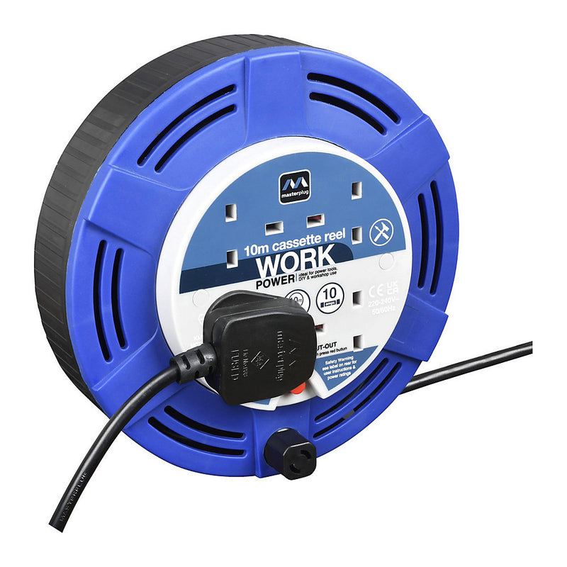 Masterplug Four Socket 10 Metre Cassette Reel - MCT1010/4BL-MP