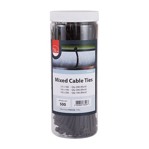 TIMCO Cable Ties Mixed Black - Mixed — Tube