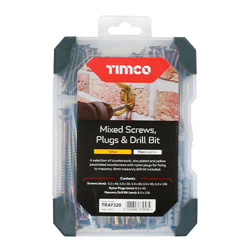 TIMCO Screws, Plug & Drill Bit Silver Mixed Tray - 251pcs