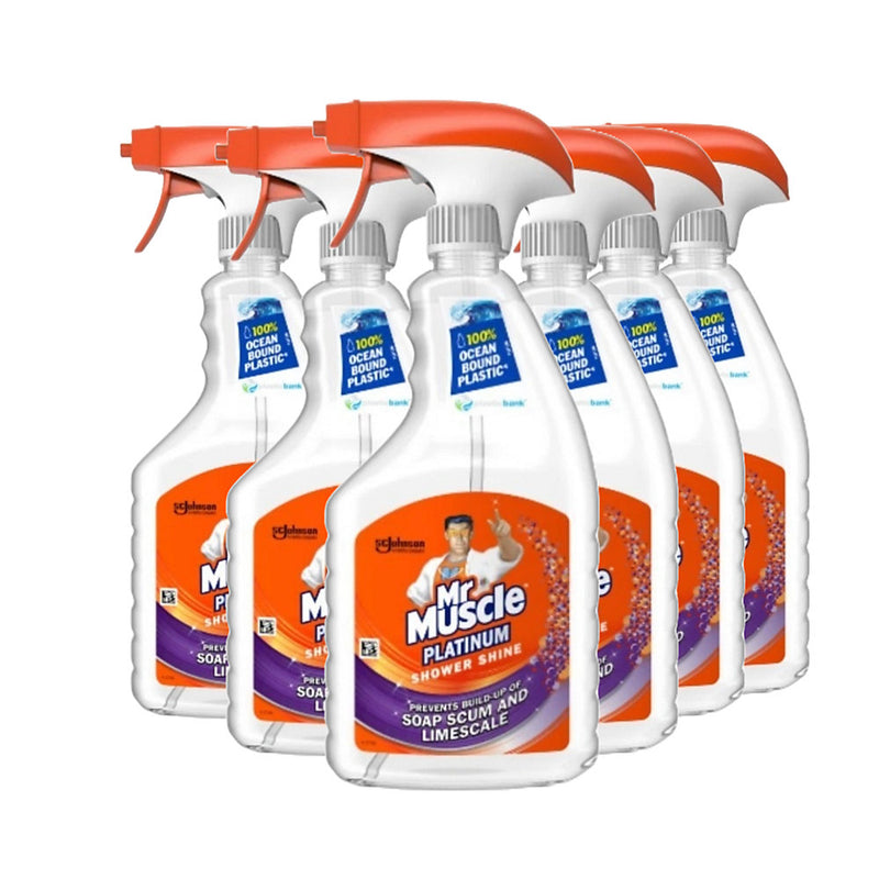 Mr Muscle Platinum Shower Shine Cleaning Spray 500ml, Pack of 6