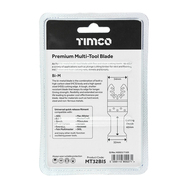 TIMCO Multi-Tool Fine Cut Blade For Wood/Metal Bi-Metal - 10mm