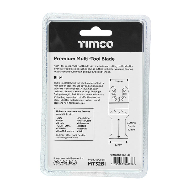 TIMCO Multi-Tool Fine Cut Blade For Wood/Metal Bi-Metal - 10mm