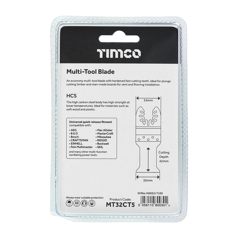 TIMCO Multi-Tool Coarse Cut Blade For Wood Carbon Steel - 32mm